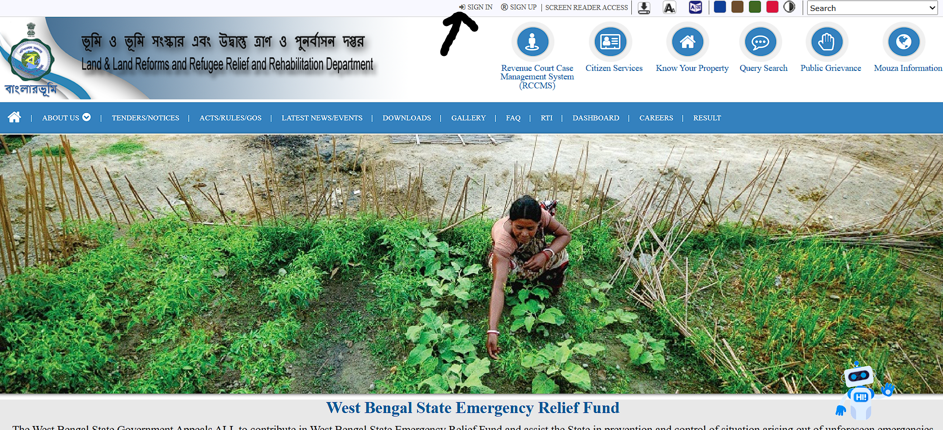 Click Sign In button on BanglarBhumi