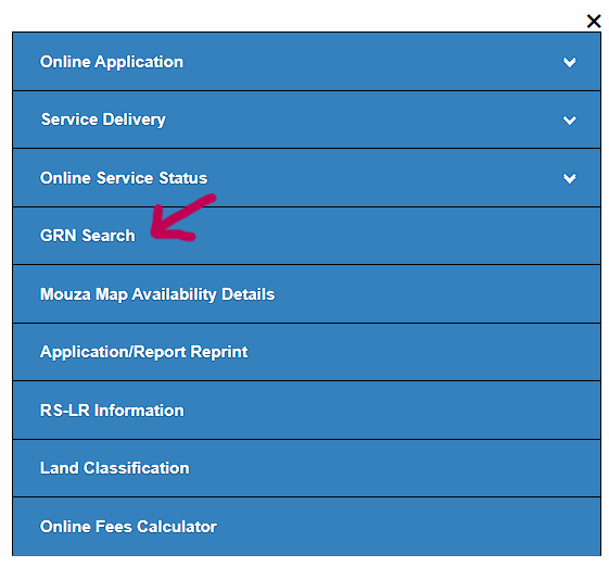 GRN Search portal interface