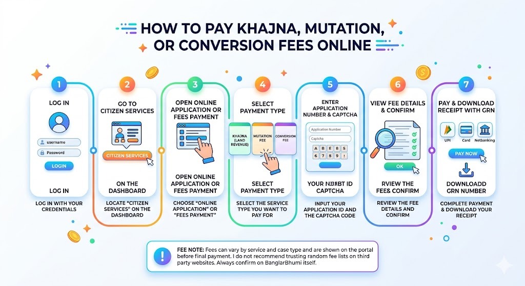 Online fees and payment infographic