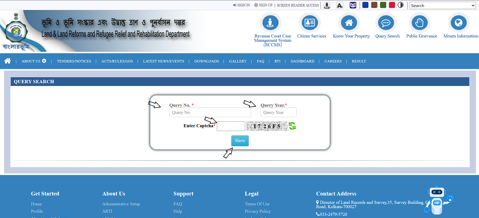 Open Query Search on BanglarBhumi