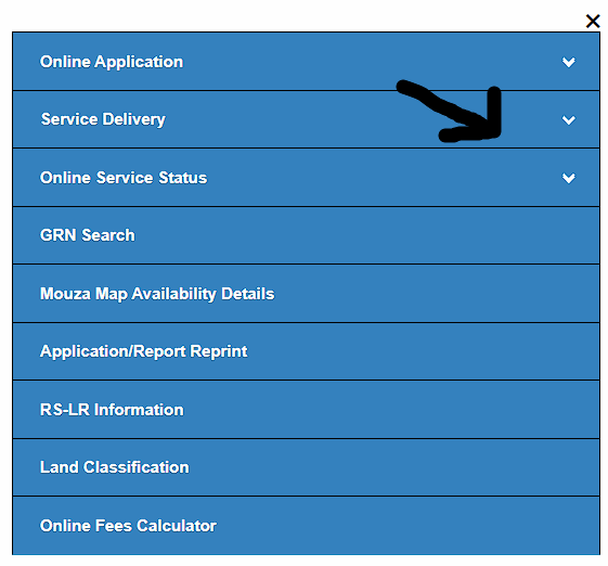Open Service Delivery menu